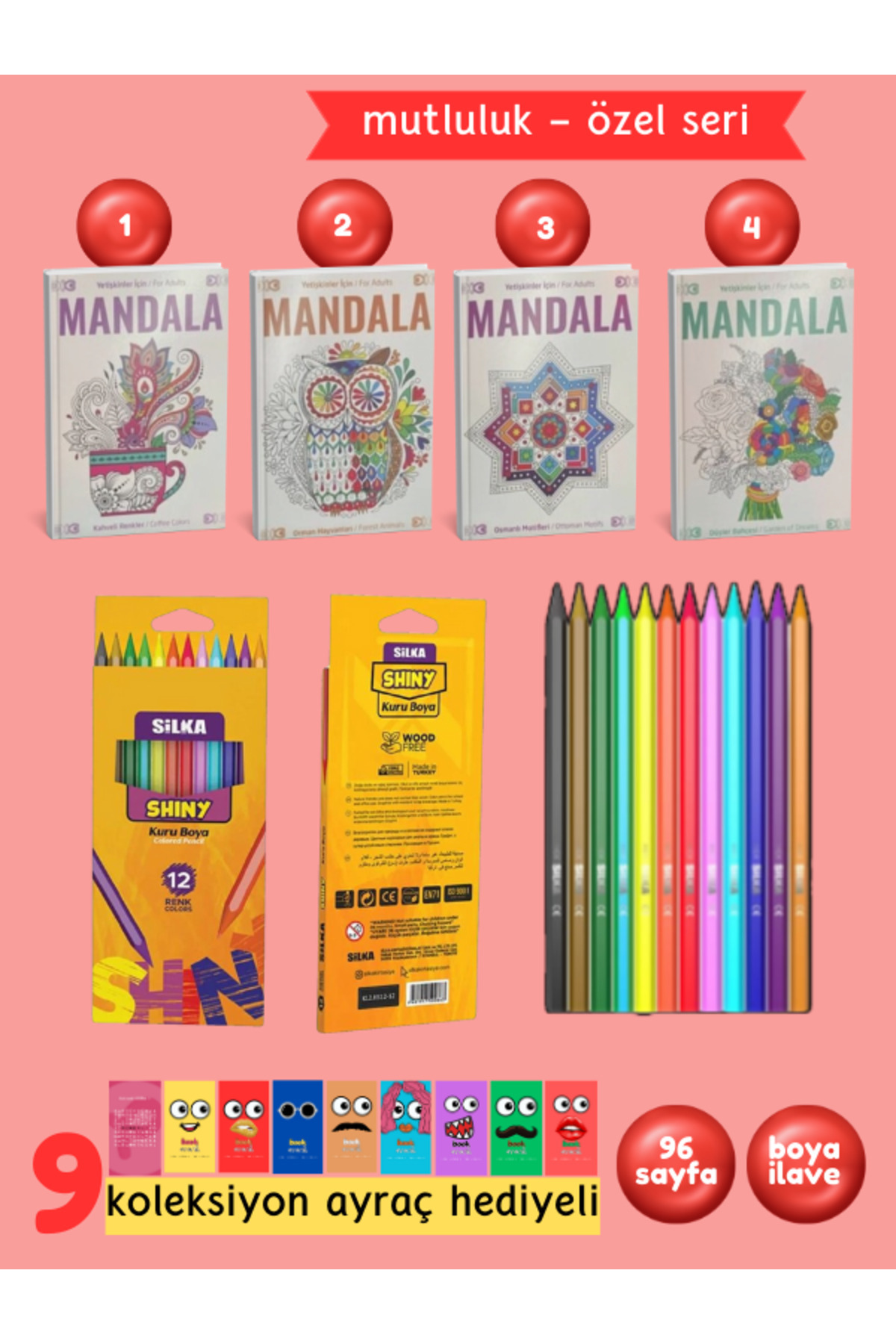 Yetişkinler İçin Mandala Boyama Kitabı Büyükler İçin Mandala Terapi Seti 3 Kitap